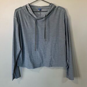 Gray Hooded Long Sleeve Top